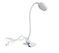 Гибкая настольная лампа SLW-06bd на прищепке для горизонтального и вертикального крепления, белая