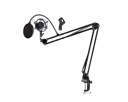 Настольная стойка пантограф ST-3592 для микрофона с усиленной струбциной, пауком и поп-фильтром с нагрузкой до 1.6 кг