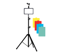 Портативная светодиодная LED панель с цветными фильтрами RAG-1T3JBH, с напольным штативом и универсальным держателем для телефона