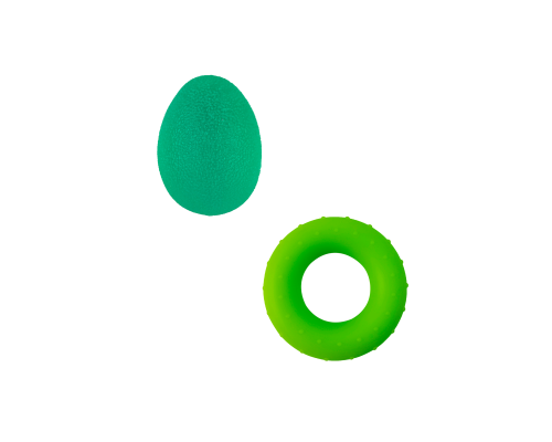 Набор эспандеров для развития силы кисти и пальцев круглый и яйцо (зеленый)