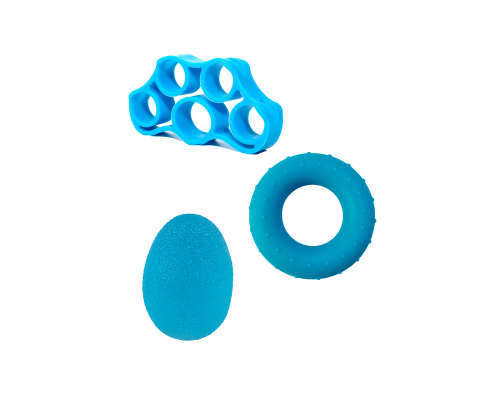 Набор кистевых резиновых эспандеров 3шт. круг+пальцы+яйцо (синий)