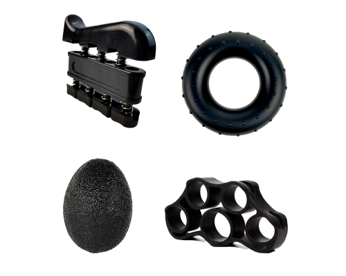 Эспандер для пальцев "Паук" + круглый  + "Яйцо" + "Фортепиано" (черный)