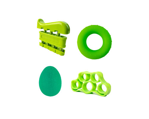 Эспандер для пальцев "Паук" + круглый  + "Яйцо" + "Фортепиано" (зеленый)