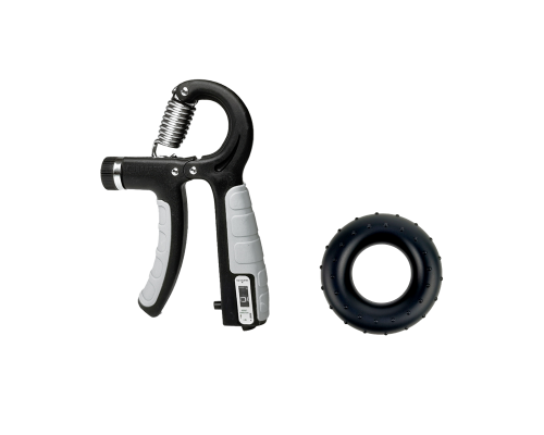 Пружинный эспандер со счетчиком (серый) + Эспандер круглый (черный)