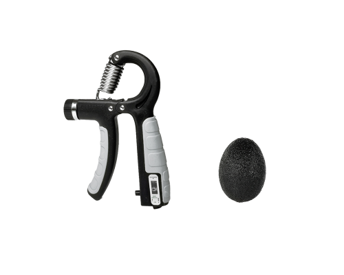 Пружинный эспандер со счетчиком (серый) + Кистевой эспандер "Яйцо" (черный)