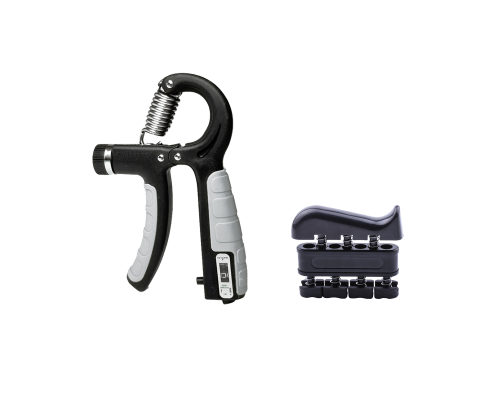 Пружинный эспандер со счетчиком (серый) + Эспандер для пальцев "Фортепиано" (черный)