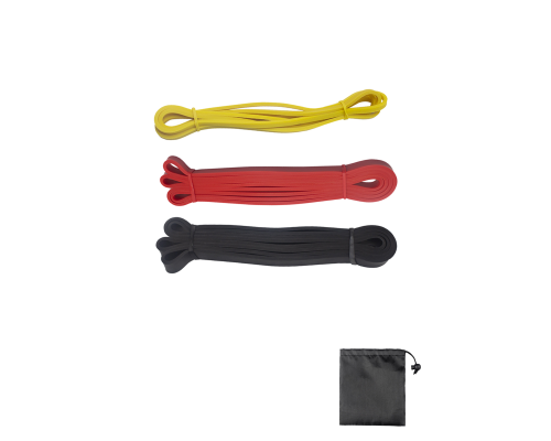 Набор фитнес жгутов: желтый + красный + черный + сумочка