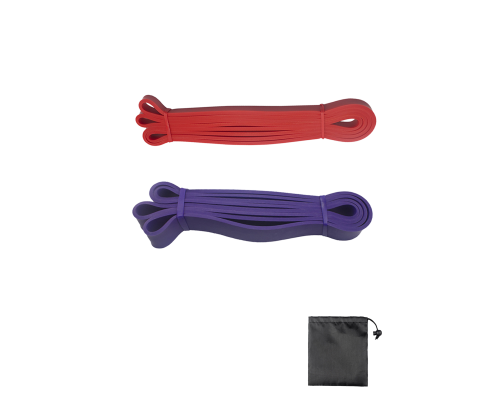 Набор фитнес жгутов: красный + фиолетовый + сумочка