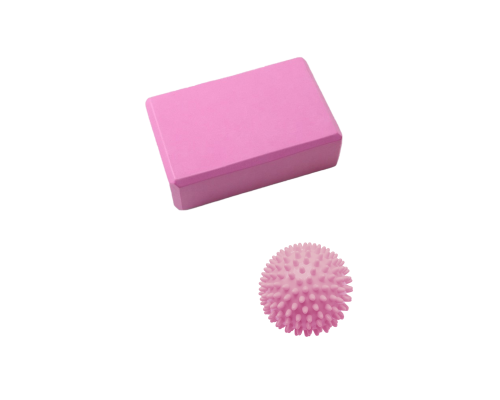 Блок для йоги и массажный шарик с шипами