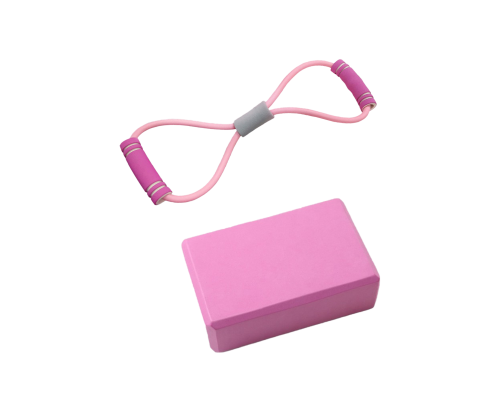 Блок для йоги и эспандер восьмерка