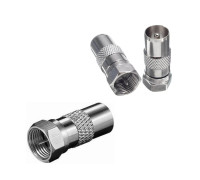 Переходник штекер F (папа) - штекер TV (папа), 3 шт