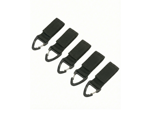 Карабин с застежкой-липучкой, общая длина 10 см, ширина 32 мм, цвет черный, 5 шт