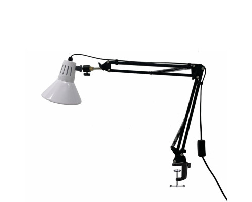 Настольная лампа NBS-1W на пантографе c усиленной струбциной, белая