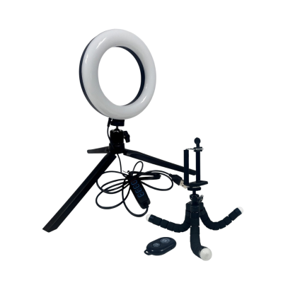 Набор начинающего блогера Новичок SNB-156 с кольцевой лампой 16 см, 2 треногами, шарниром, пультом