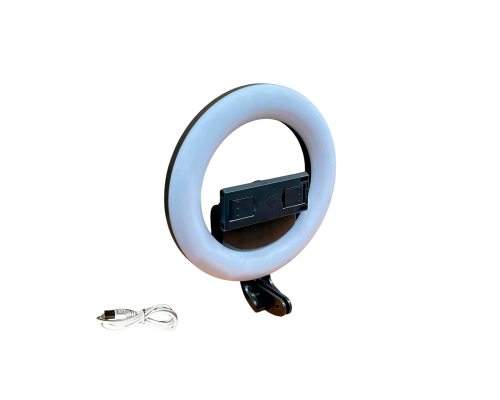 Лампа кольцевая RGB L16-MJ07 с держателем телефона, диаметр 16 см, с кабелем micro USB