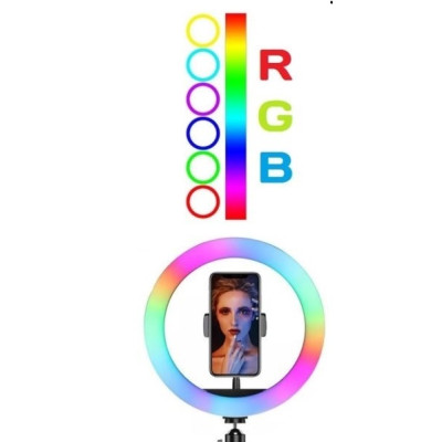 Кольцевая лампа RGB LED MJ33 32 см, с держателем для смартфона