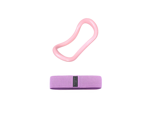 Тканевая фитнес резинка (фиолетовая) и кольцо для йоги