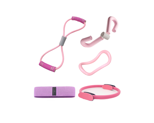 Тканевая фитнес резинка (фиолетовая), эспандер трубчатый восьмерка, жесткое кольцо для йоги, тренажер бабочка, кольцо для пилатеса