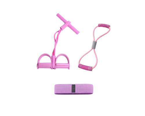 Тканевая фитнес резинка (фиолетовая), эспандер трубчатый восьмерка, тяговый для фитнеса