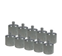 Переходник с резьбы 5/8(F), шаг 2,309 мм, на резьбу 1/4, шаг 1,337 мм серебристый, 10 шт