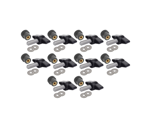 Крепежный комплект М5: 10 винтов барашек M5x20, 10 гаек заглушек пластиковых D16 с металл резьбой и 20 шайб