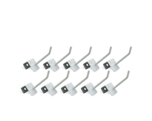 Крючок для торговой панели толщиной до 1.5 см, длина 10 см, белый, 10 шт