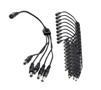 Разветвитель питания на 5 штекеров DC 2.1/5.5 мм, длина 37 см, черный, 10 шт