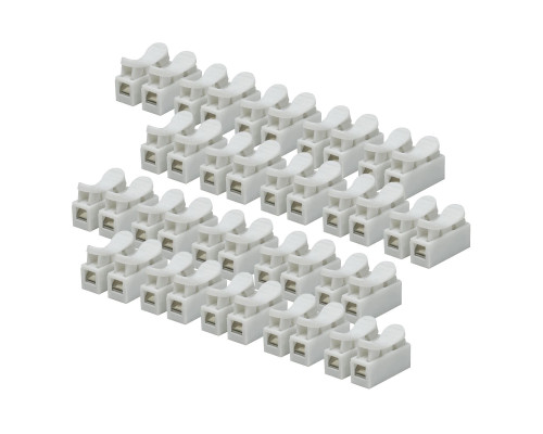 Клемма пружинная соединительная 2х контактная, белая, 20 шт