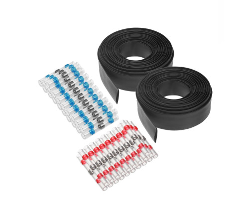 Набор термоусадок с припоем 4,5мм и 2,7мм и защитная термоусадочная трубка 8/4 мм, 2 отрезка по 1м, цвет черный