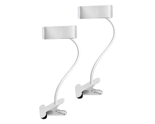 Гибкий белый держатель для телефона до 85 мм на металл прищепке, 2 шт