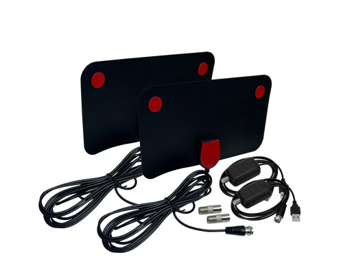 Телевизионная антенна для цифрового ТВ, компактная HDTV антенна с усилителем, черная, 2 шт