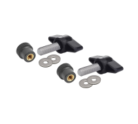 Крепежный комплект М5: 2 винта барашка M5x20, 2 гайки заглушки пластиковые D16 с металл резьбой и 4 шайбы