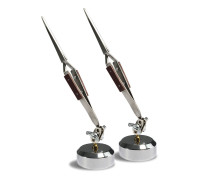 Зажим пинцет с прямыми кончиками на основании для пайки плат, микросхем, 2 шт