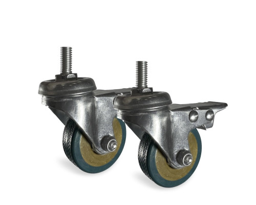 Колесо мебельное с блокиратором, диаметр 5 см, резьба М8, 2 шт