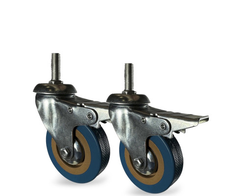 Колесо мебельное с блокиратором, диаметр 7.5 см, резьба М10, 2 шт