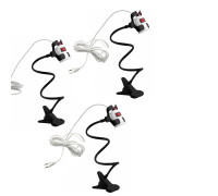 Светильник патрон для фитоламп с выключателем и кабелем на гибком черном держателе с пластиковым зажимом для стола, 3 шт