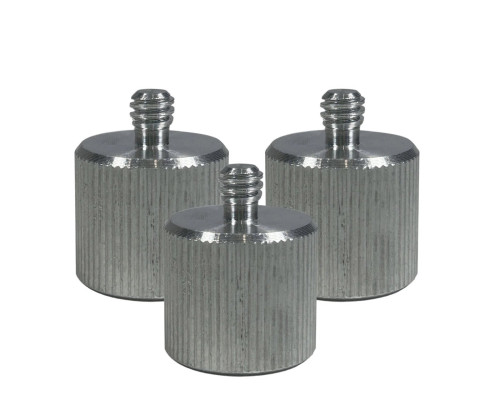 Переходник с резьбы 5/8(F), шаг 2,309 мм, на резьбу 1/4, шаг 1,337 мм серебристый, 3 шт