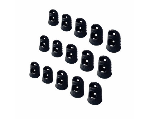 Напальчники силиконовые универсальные черные для игры на гитаре, размер XXS, XS, S, M, L, 15 шт