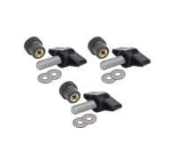 Крепежный комплект М5: 3 винта барашка M5x20, 3 гайки заглушки пластиковые D16 с металл резьбой и 6 шайб