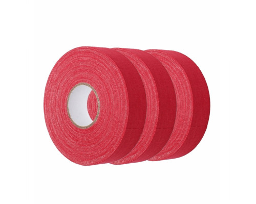 Хоккейная лента для клюшки, цвет красный, ширина 2.5см, длина 25м, 3 шт