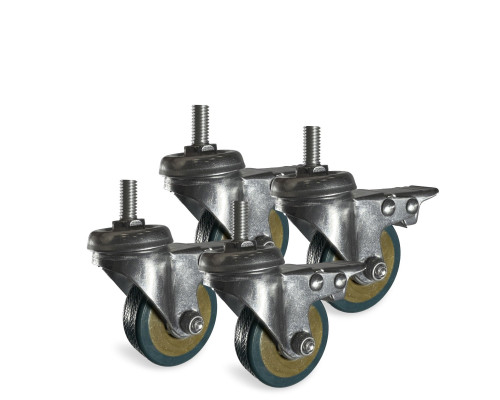 Колесо мебельное с блокиратором, диаметр 5 см, резьба М8, 4 шт