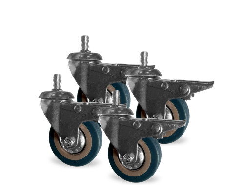 Колесо мебельное с блокиратором, диаметр 6.5 см, резьба М10, 4 шт