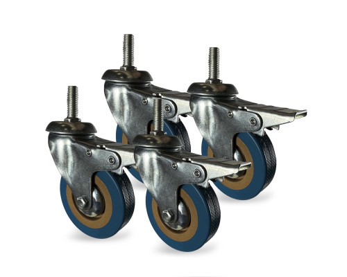 Колесо мебельное с блокиратором, диаметр 7.5 см, резьба М10, 4 шт