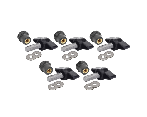 Крепежный комплект М5: 5 винтов барашек M5x20, 5 гаек заглушек пластиковых D16 с металл резьбой и 10 шайб