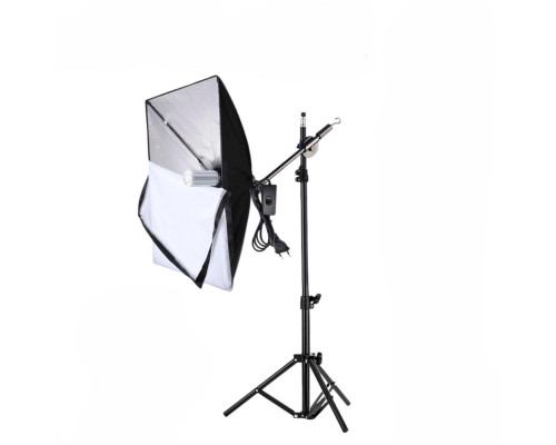 Студийный свет софтбокс 40х60 см с держателем на 1 лампу на штативе с планкой JBH-35K с крючком для противовеса и лампочка 40W