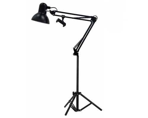 Светильник напольный AB-P-JBHU-DT85, лампа чёрная на пантографе и стойке с держателем телефона до 85 мм