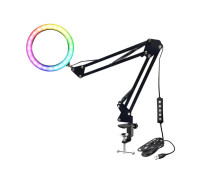 Лампа кольцевая RGB-NB26, диаметр 26 см, на черном пантографе