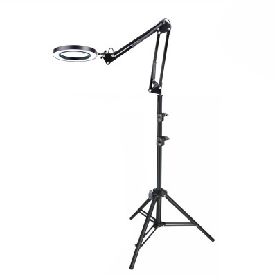 Напольная лампа лупа LN-33 на усиленном штативе LS, светодиодная, черная