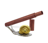 Комплект для благовоний: деревянный тубус 24 см для хранения и металлическая подставка "улитка"