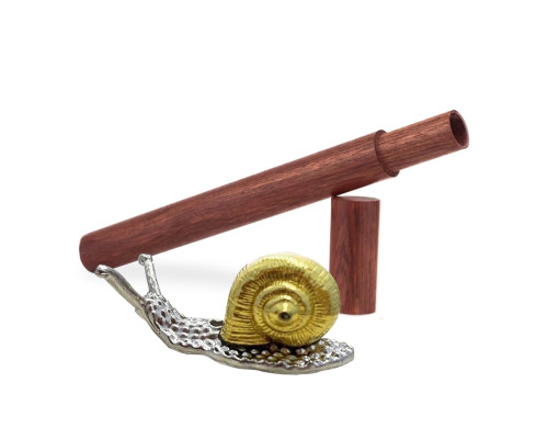 Комплект для благовоний: деревянный тубус 24 см для хранения и металлическая подставка "улитка"